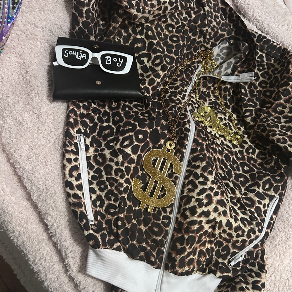 Leopard Print Jacket with Gold Necklace